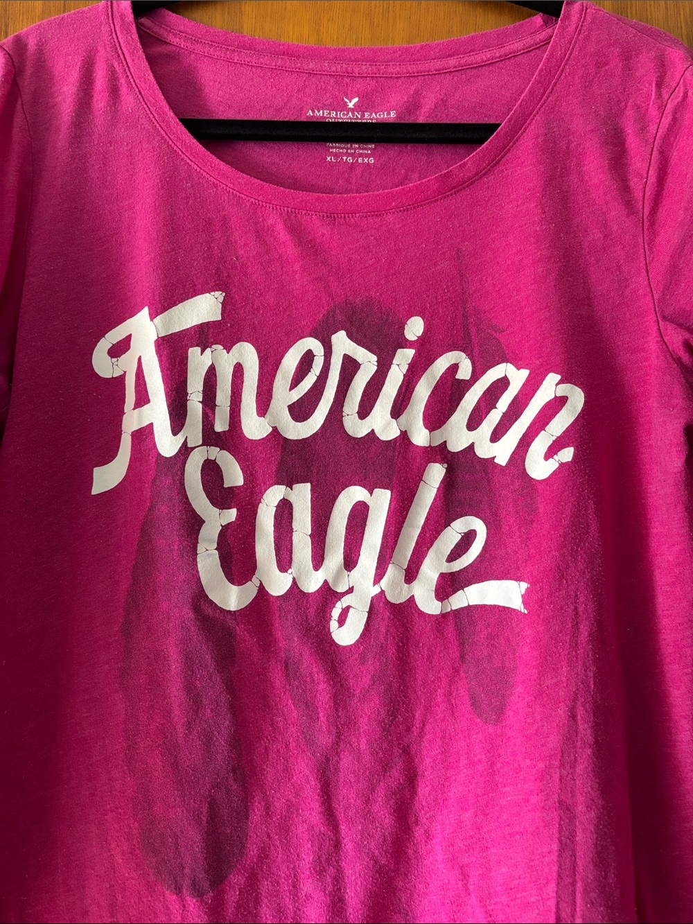 American Eagle Outfitters Hot Pink Long Sleeve Logo Tee